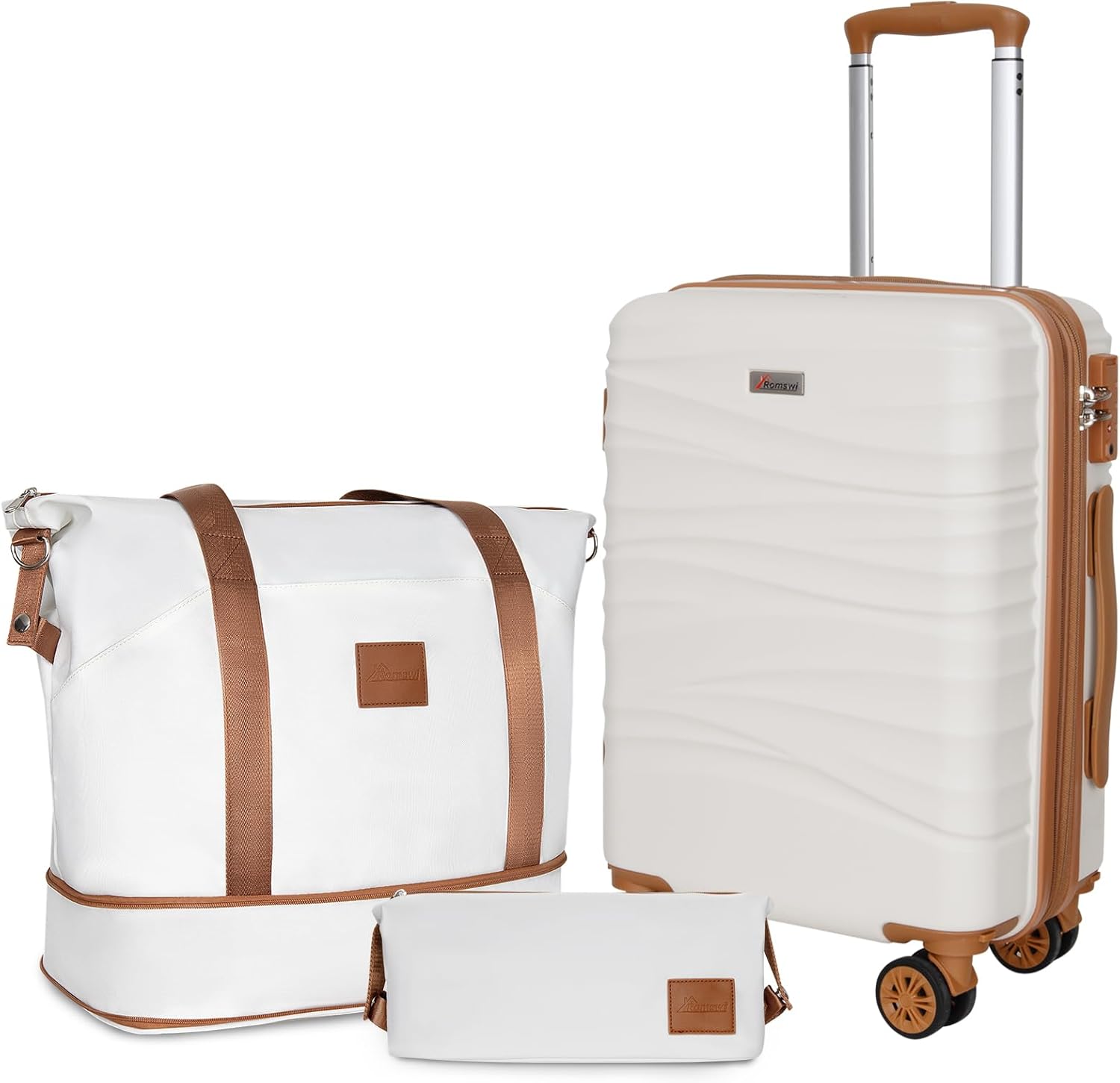 Romswi 22 Inch Expandable Carry On Luggage Sets,Lightweight PC+ABS Har ...