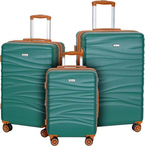 Romswi 3-Piece Luggage Set 20/24/28 Inch, Expandable PC+ABS Hardshell Suitcases, Durable Lightweight Suitcase Set with TSA Lock & Dual Spinner Wheels, Green