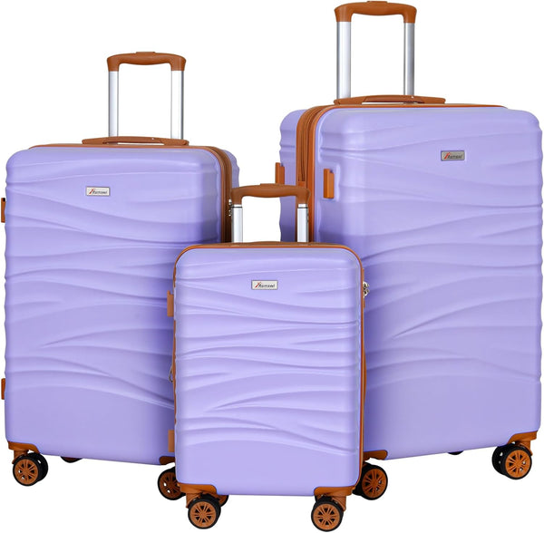 Romswi 3-Piece Luggage Set 20/24/28 Inch, Expandable PC+ABS Hardshell Suitcases, Durable Lightweight Suitcase Set with TSA Lock & Dual Spinner Wheels, Purple
