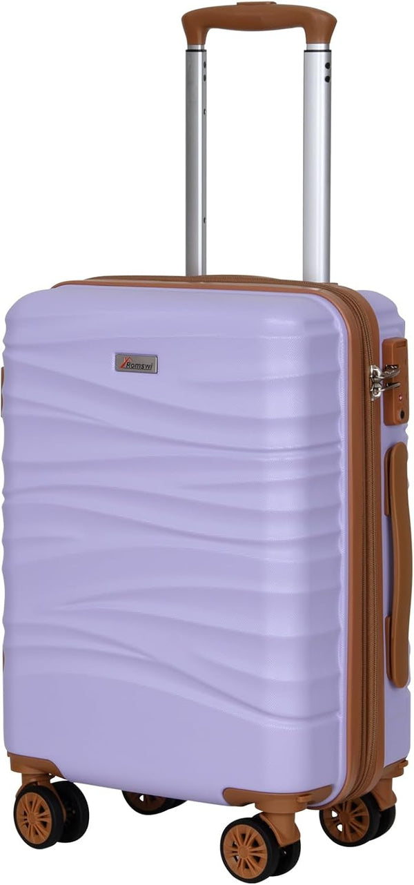 Romswi 20" Expandable Hardside Carry-On Luggage, Hardshell Suitcase With Double Spinner Wheels, Expandable For Up to 25% More Space, With Scratch-Resistant Surface, Purple