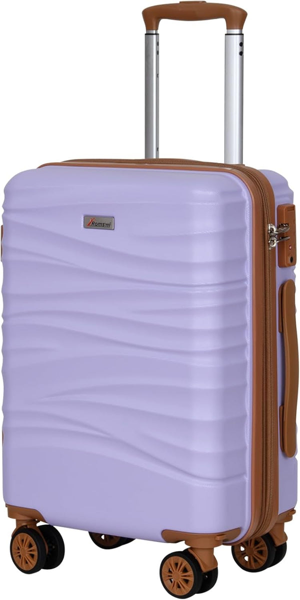 Romswi 22" Expandable Hardside Carry-On Luggage, Hardshell Suitcase With Double Spinner Wheels, Expandable For Up to 25% More Space, With Scratch-Resistant Surface, Purple