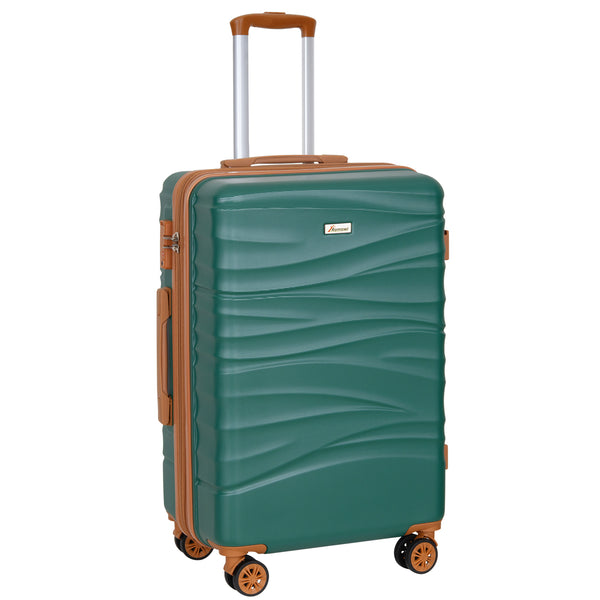 Romswi 24" Expandable Medium Checked Luggage, Hardshell Suitcase with Double Spinner Wheels for 20% More Space, Airline Approved Lightweight Hardside with Scratch-Resistant & YKK Zipper, Green