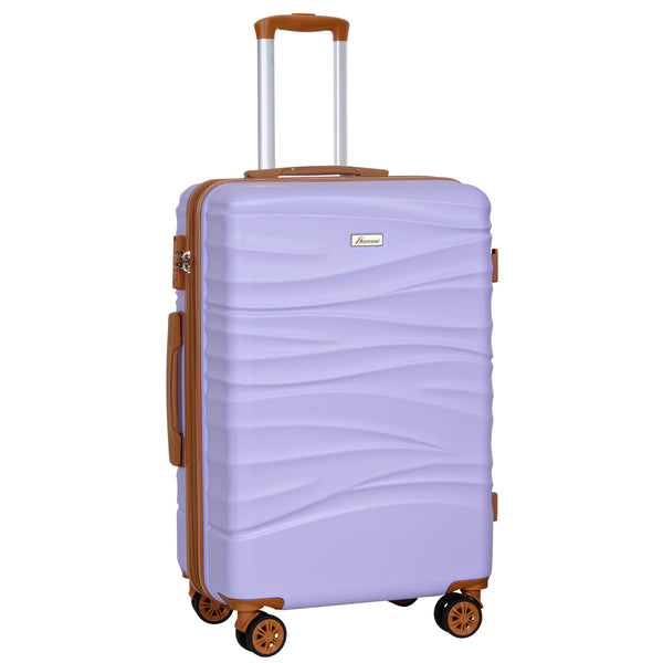 Romswi 24" Expandable Medium Checked Luggage, Hardshell Suitcase with Double Spinner Wheels for 20% More Space, Airline Approved Lightweight Hardside with Scratch-Resistant & YKK Zipper, Purple
