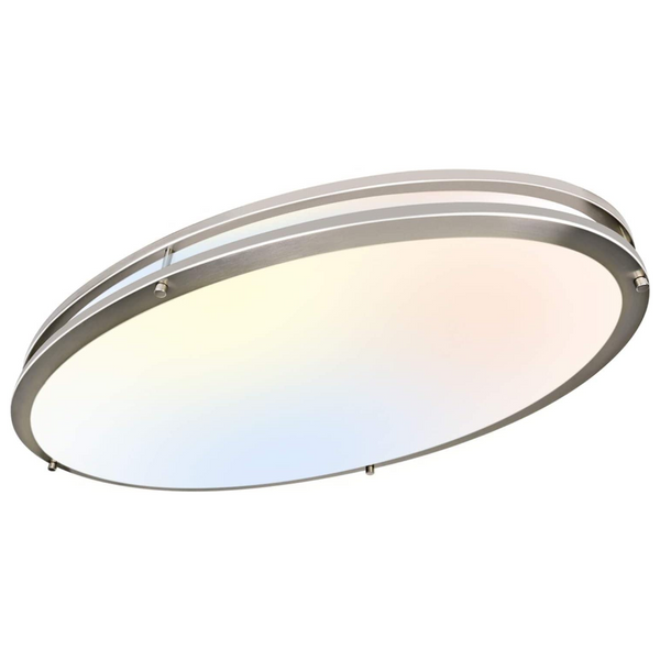 32 Inch Oval LED Ceiling Light, 60W, 4000LM, 5CCT, Brush Nickel Finish Dimmable Flushmount Ceiling Light