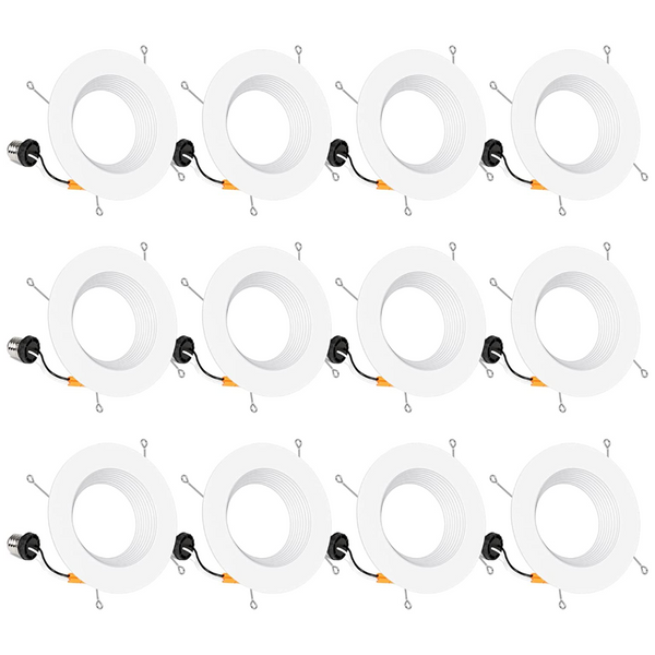 5/6 Inch LED Recessed Lighting, Baffle Trim, CRI90, 15W=100W, 1100lm, 5000K, Dimmable, ETL Listed (12-PACK)