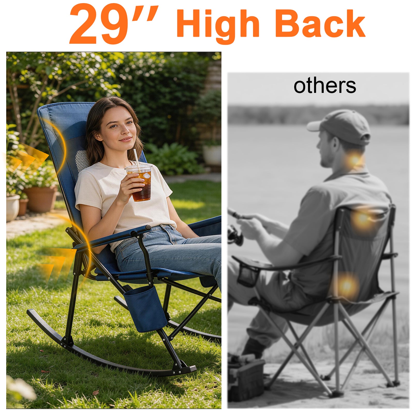 SUNSPIRE Rocking Camping Chair 2 Pack Folding Portable Lightweight Ove ...