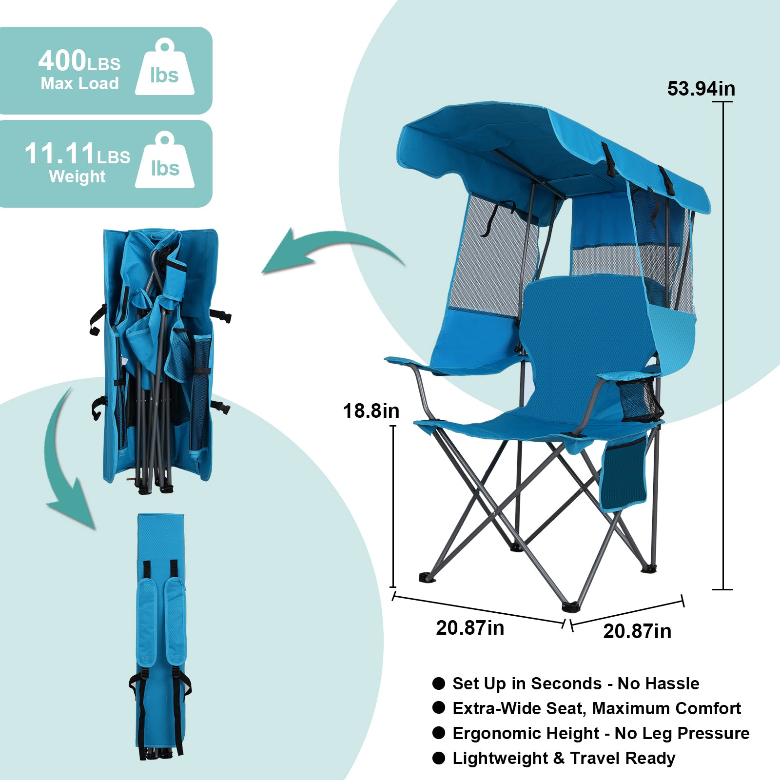 SUNSPIRE 2 Pack Folding Camping Chair Lightweight Oversized with Canop ...