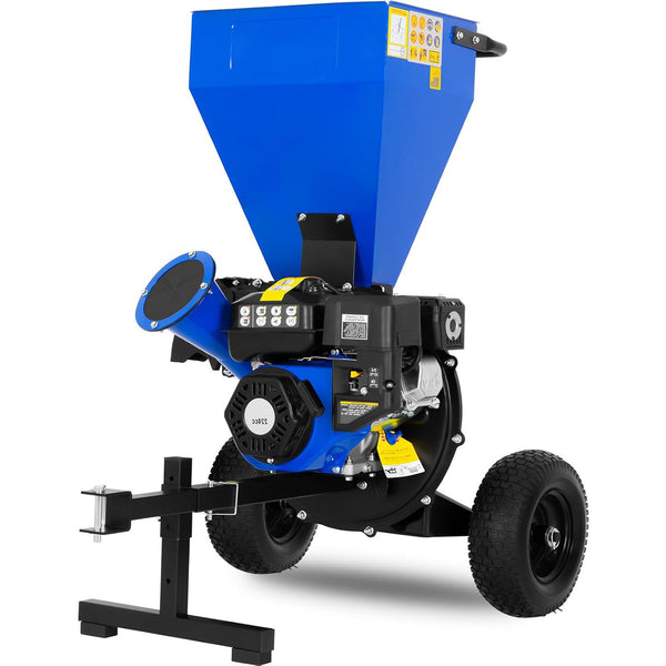 Hykolity Wood Chipper 7.5 HP Gas Powered Shredder with Tow Hitch Collection Bag Wheels 3" Max Diameter Towable Multifunctional Heavy Duty Garden Mulcher