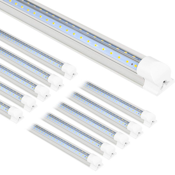 8FT 80W LED Shop Light, V Shape Integrated T8 LED Tube Light, 10000LM, 5000K Daylight, ETL Listed (10-PACK)