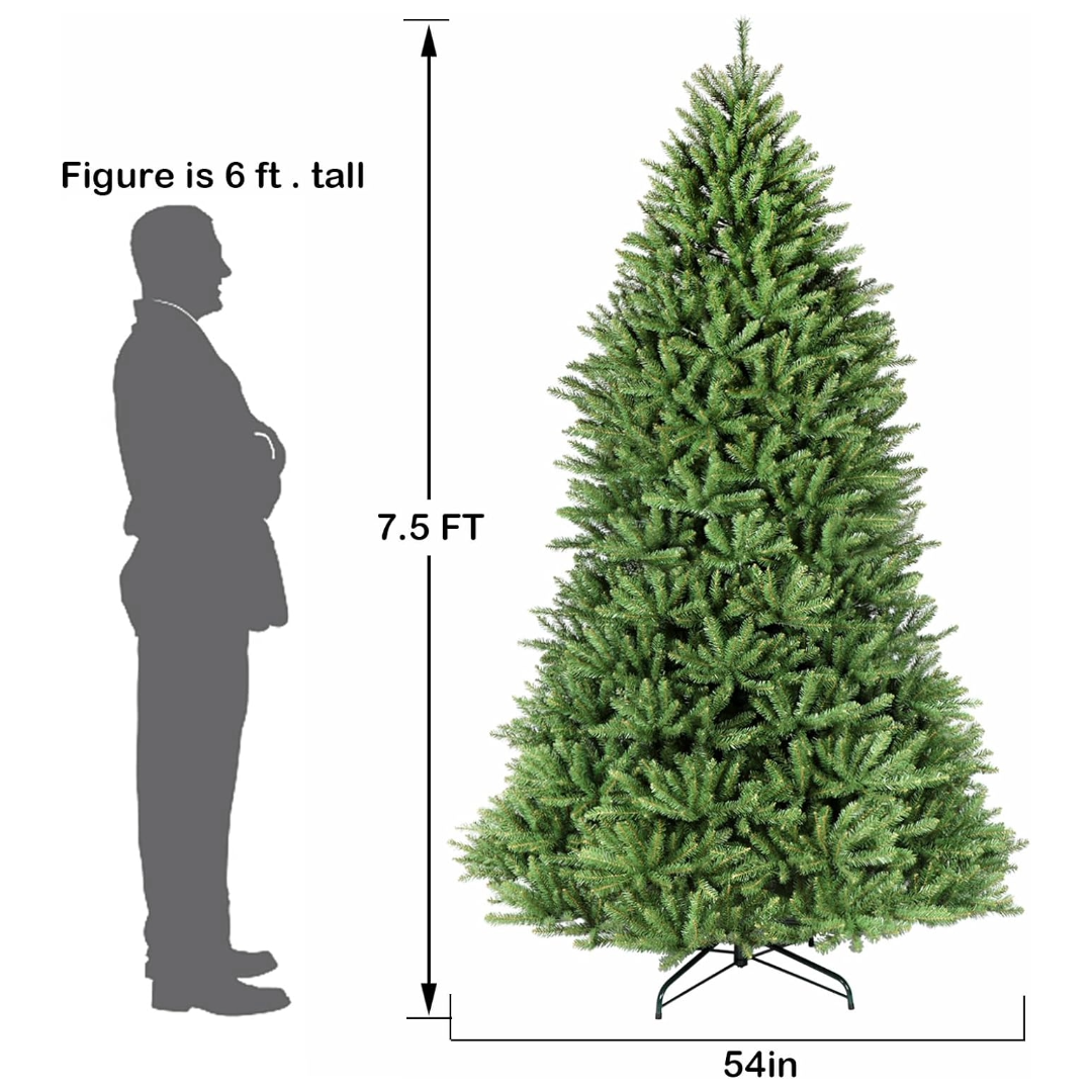 Hykolity 6.5'/7.5'/9' Artificial Christmas Tree with Branch Tips, Metal Stand and Hinged Branches