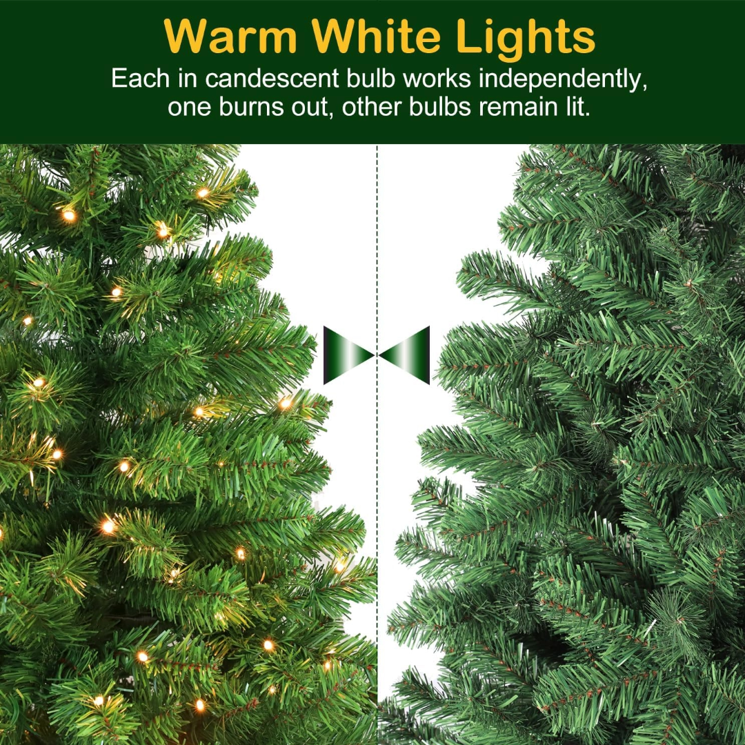 Hykolity 4.5'/6' Prelit Artificial Christmas Tree, PVC Branch Tips, Warm White LED Lights, Easy Assembly with Metal Stand and Hinged Branches