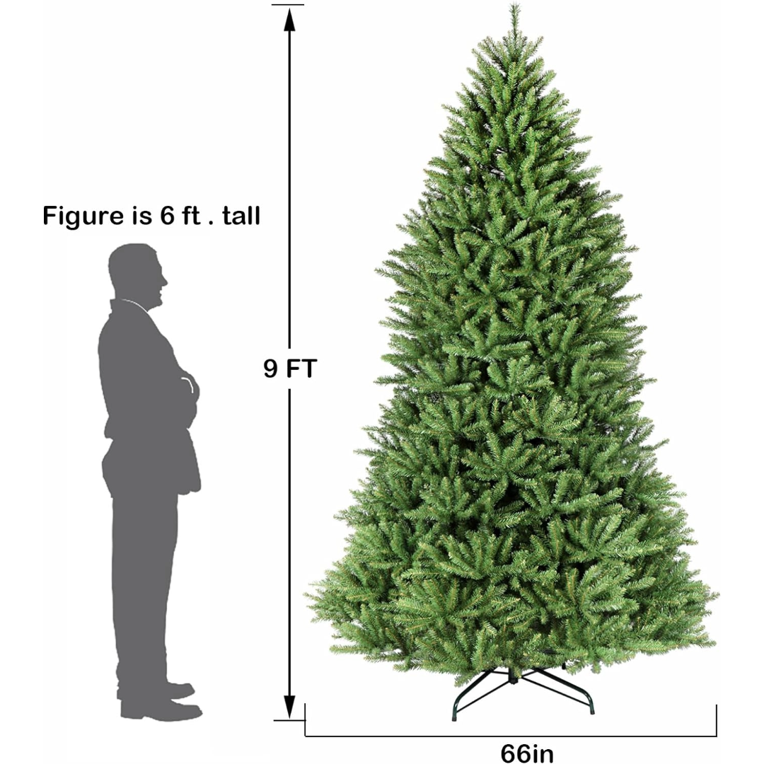 Hykolity 6.5'/7.5'/9' Artificial Christmas Tree with Branch Tips, Metal Stand and Hinged Branches
