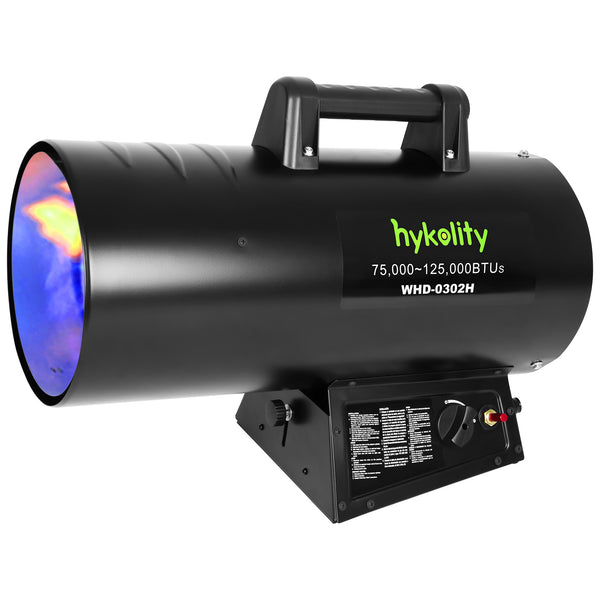 Hykolity Portable Propane Space Heater 125000 BTU Adjustable Forced Air Torpedo Heaters for Construction Sites, Garage