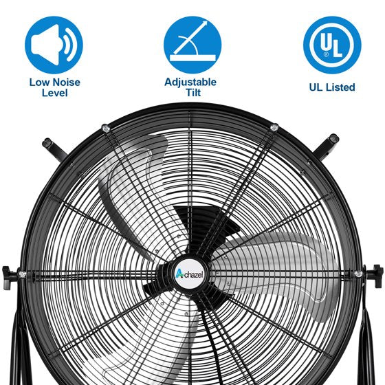 ACHAZEL 24 Inch Industrial Drum Fan,Ultra Quiet Variable Speed 7800 CF ...