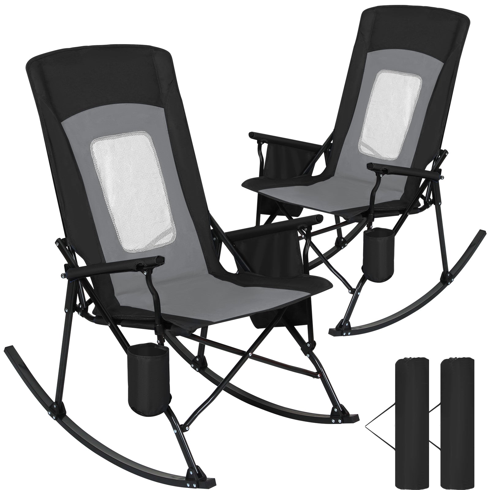 SUNSPIRE 2 Pack Oversize Rocking Camping Chair Folding Portable Lightw ...