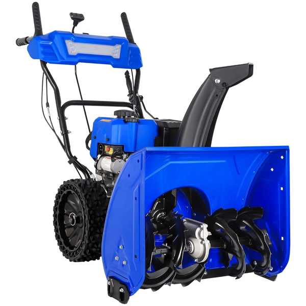 24-Inch 2-Stage Gas Snow Blower: 209cc 7HP 4-Cycle Engine, Electric Start, LED Lights, Self-Propelled, and 13" Flat-Free Wheels