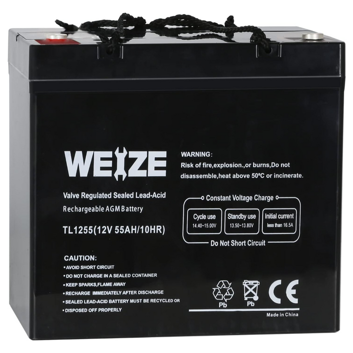 12V 55AH Deep Cycle Battery UB12550 for Power Scooter Wheelchair Mobility Emergency UPS System Trolling Motor WEIZE