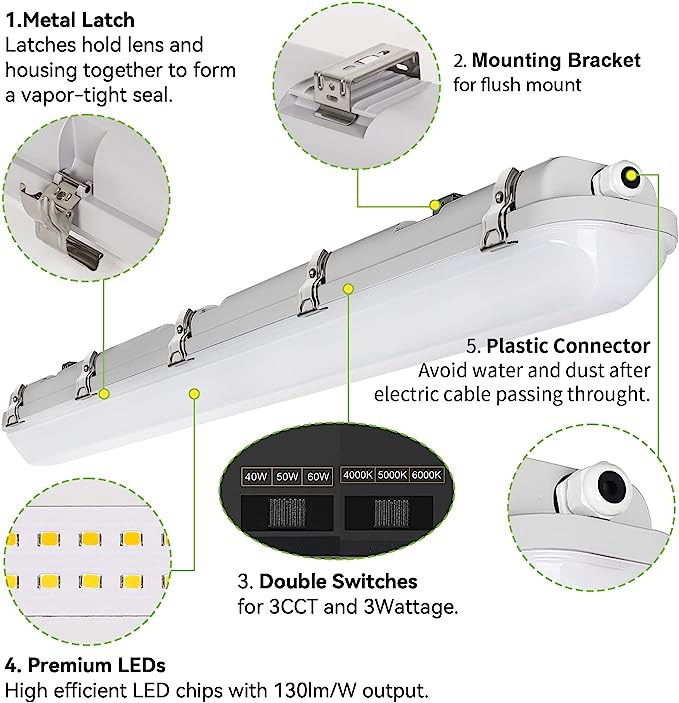 Weatherproof Shop Light 4FT LED Vapor Tight Light Fixture | Hykolity Commercial LED Lighting