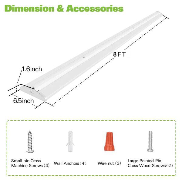 8 Ft 110W Slim LED Shop Lights For Garage And Office Fixtures by ShipItFurniture main image 1