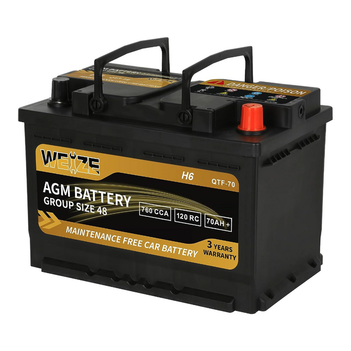 Batterie AGM Hankook. AGM57020-HK. 70Ah - 760A(EN) 12V. Boîte L3  (277x174x190mm) - VT BATTERIES