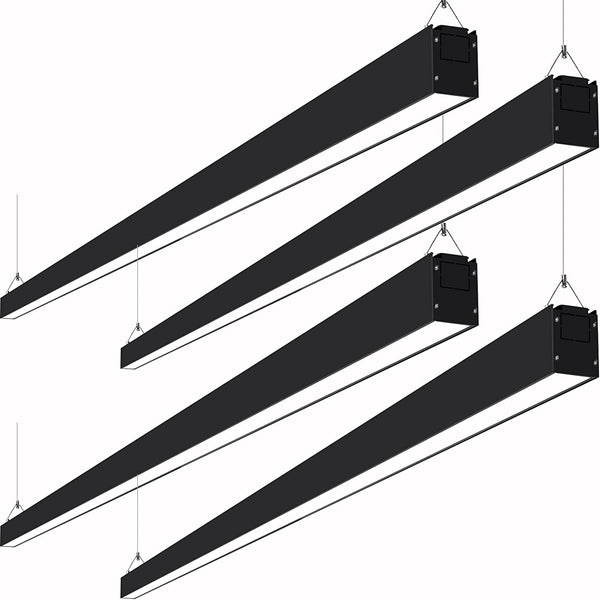 Hykolity 8FT 80W 9200lm Luz lineal LED conectable, 3000K/4000K/5000K CCT seleccionable, 0-10V regulable, negro 