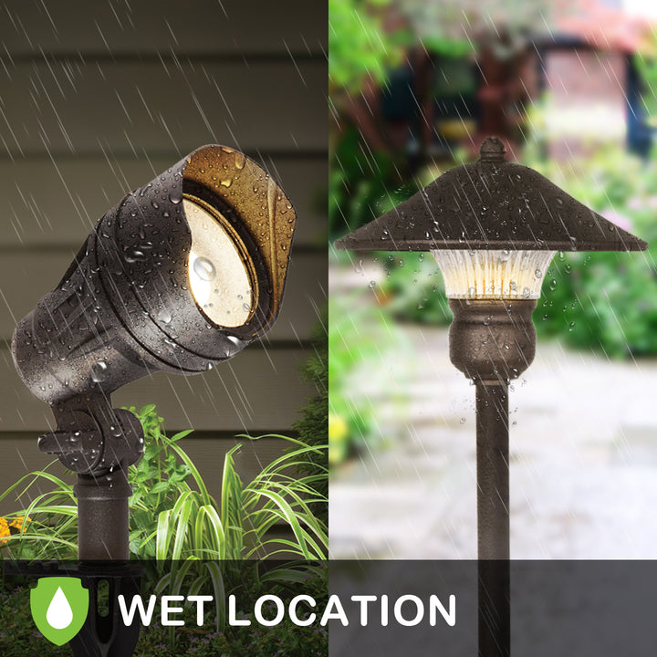 LED Landscape Light Kits for Pathway, 12V AC, 10W 390LM Spot Light (2 Heads) + 3W 150lm Flood Light (6 Heads), Orb Finish, Driver & Cable Not Included