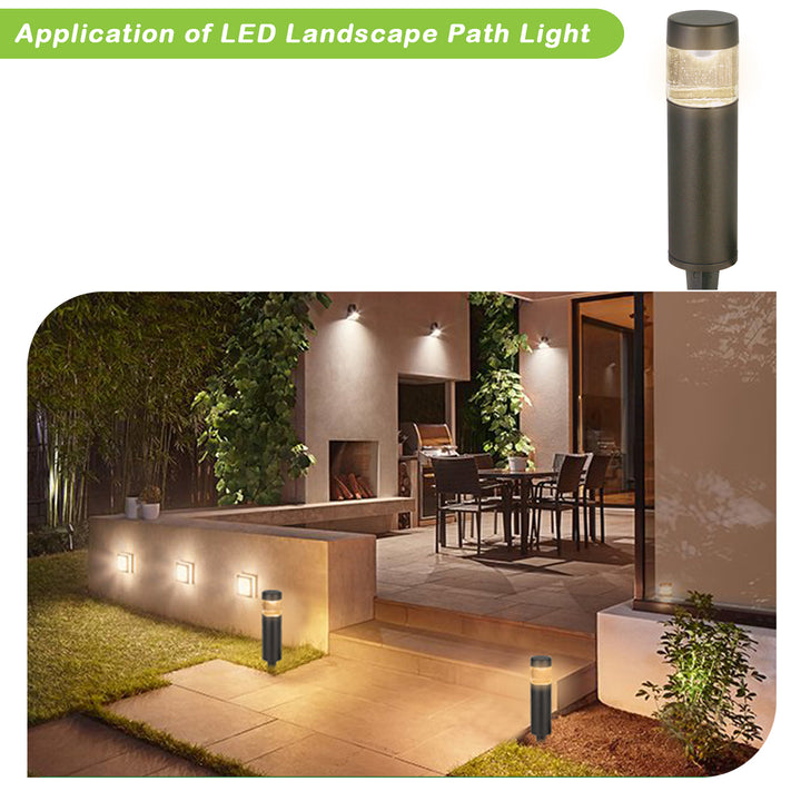 Low Voltage Outdoor LED Round Bollard Landscape Path Light, Die-cast Aluminum Construction, 3W 191LM ,6 Pack Hykolity.com