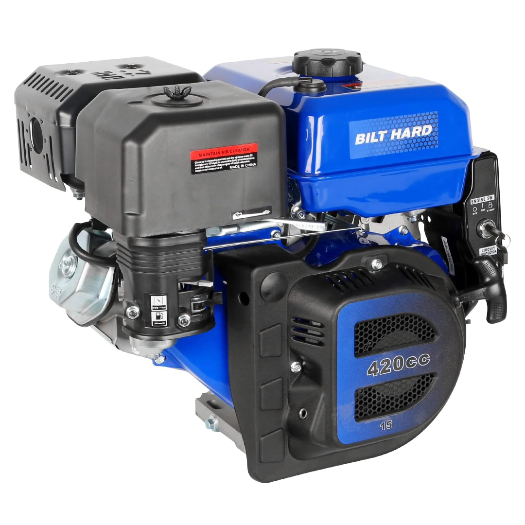 BILT HARD 420cc 15HP Gas Engine with Electric Start, Horizontal Shaft ...
